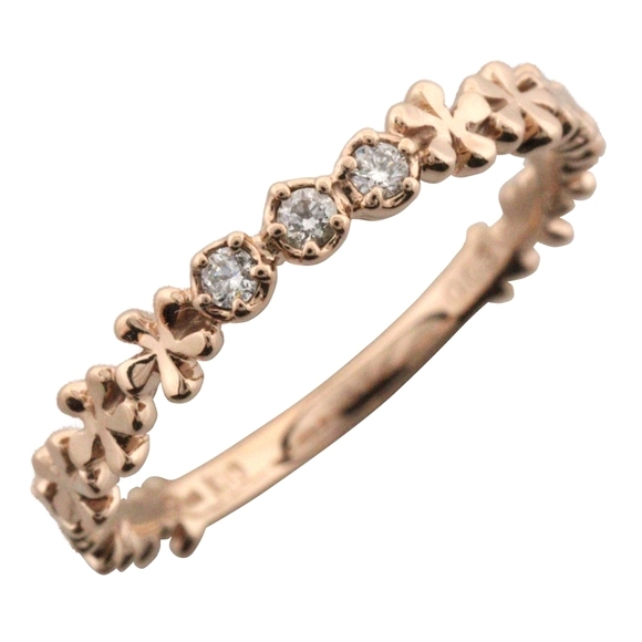 LuxUness K10 Pink Gold Diamond 3P Ring Metal Ring in Great Condition